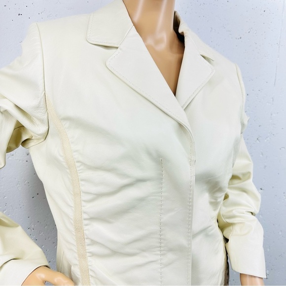 ECCOCI women’s Size 14 Cream/ivory Leather Jacket - Picture 3 of 11